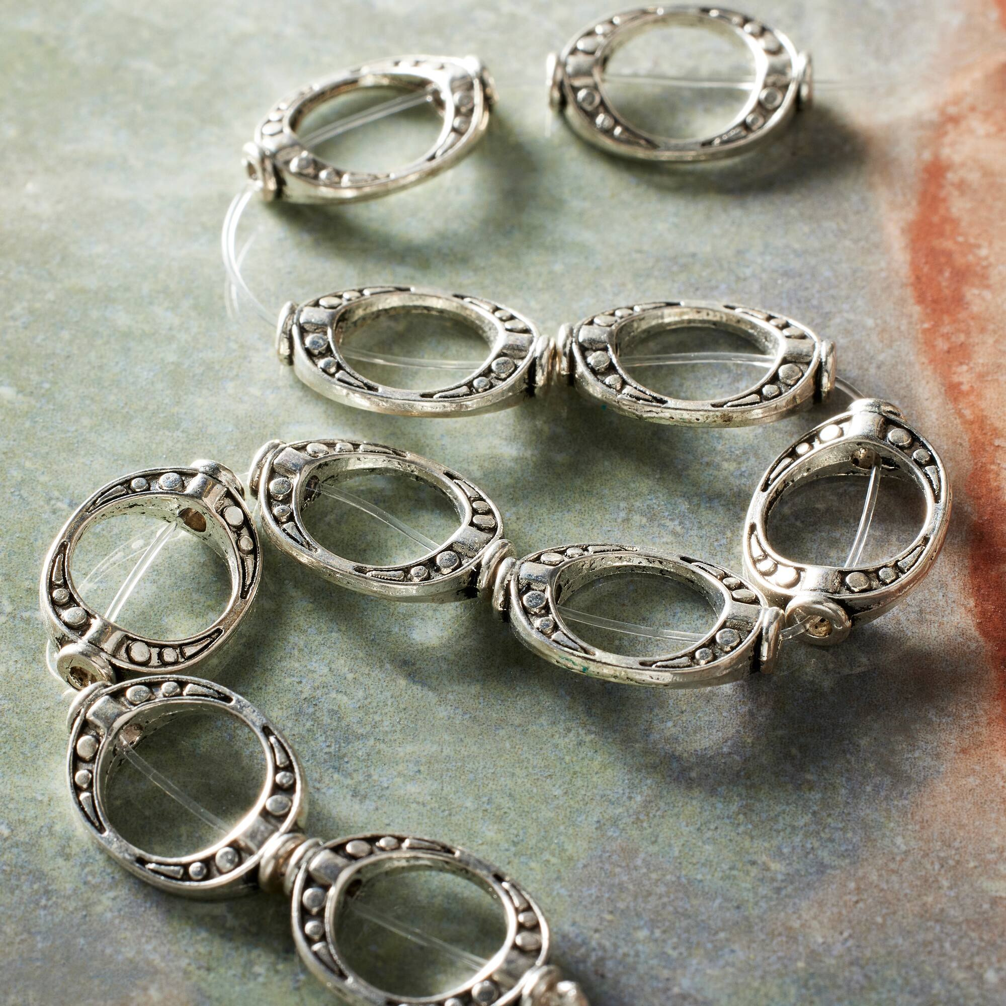 Silver Small Frame Metal Beads, 14mm by Bead Landing™